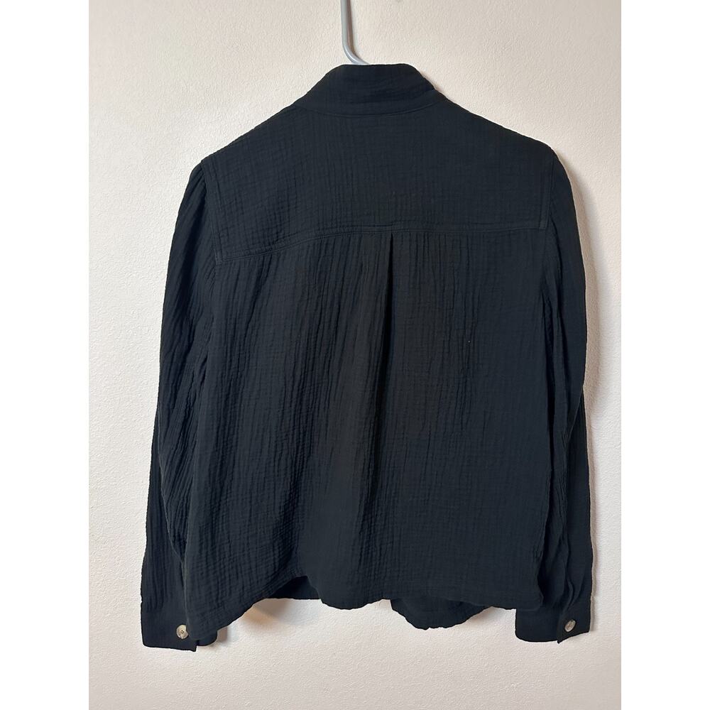 J Jill black 100% cotton womens jacket size small brown button down long sleeve - Picture 6 of 6